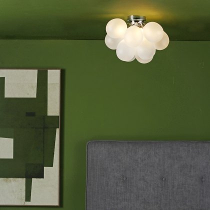 Dar - Bubbles 4 Light Flush Polished Chrome Frosted Glass Dar - Bubbles 4 Light Flush Polished Chrome Frosted Glass