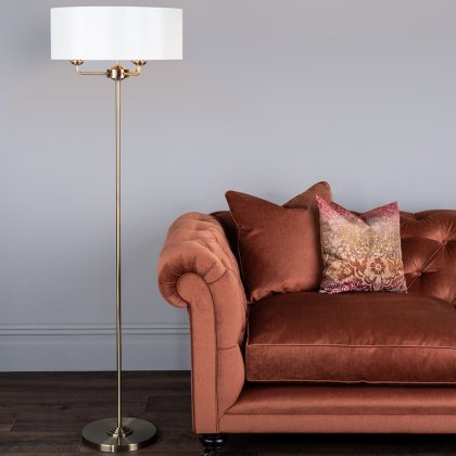 Laura Ashley - Sorrento 3lt Floor Lamp Antique Brass With Ivory Shade Laura Ashley - Sorrento 3lt Floor Lamp Antique Brass With Ivory Shade