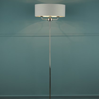 Laura Ashley - Sorrento 3lt floor Lamp Polished Nickel With Silver Shade Laura Ashley - Sorrento 3lt floor Lamp Polished Nickel With Silver Shade