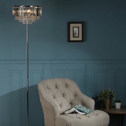 Laura Ashley - Vienna 3lt Floor Lamp Crystal Polished Chrome Laura Ashley - Vienna 3lt Floor Lamp Crystal Polished Chrome