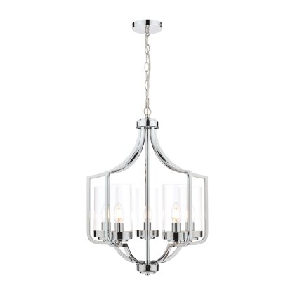 Laura Ashley - Joseph 5 Light Chandelier Polished Chrome Glass Laura Ashley - Joseph 5 Light Chandelier Polished Chrome Glass
