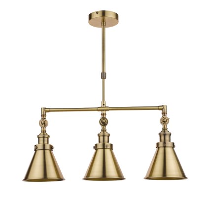 Laura Ashley - Rufus 3 Light Bar Pendant Antique Brass Laura Ashley - Rufus 3 Light Bar Pendant Antique Brass