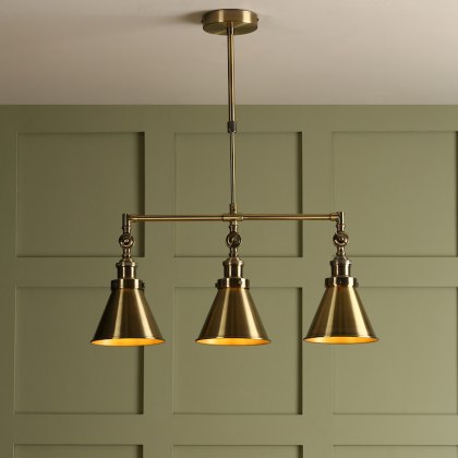 Laura Ashley - Rufus 3 Light Bar Pendant Antique Brass Laura Ashley - Rufus 3 Light Bar Pendant Antique Brass