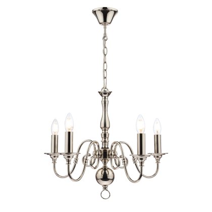 Laura Ashley - Winchester 5lt Pendant Polished Nickel Laura Ashley - Winchester 5lt Pendant Polished Nickel