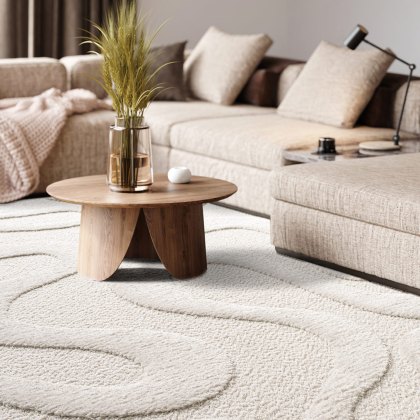 Cleo - Cream Carved Shaggy Texture Rug Cleo - Cream Carved Shaggy Texture Rug