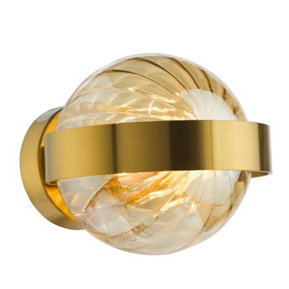 Dar - Ophira Wall Light (Antique Gold and Amber Ribbed Glass) Dar - Ophira Wall Light (Antique Gold and Amber Ribbed Glass)