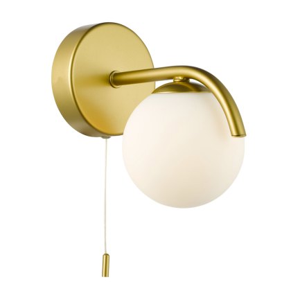Dar - Orlena Wall Light Satin Gold and Opal Glass Dar - Orlena Wall Light Satin Gold and Opal Glass