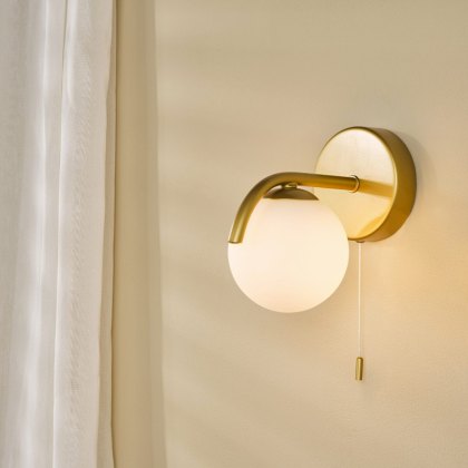 Dar - Orlena Wall Light Satin Gold and Opal Glass Dar - Orlena Wall Light Satin Gold and Opal Glass