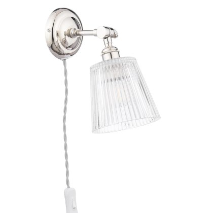 Laura Ashley - Callaghan Plugged Wall Light (Polished Nickel with Glass) Laura Ashley - Callaghan Plugged Wall Light (Polished Nickel with Glass)