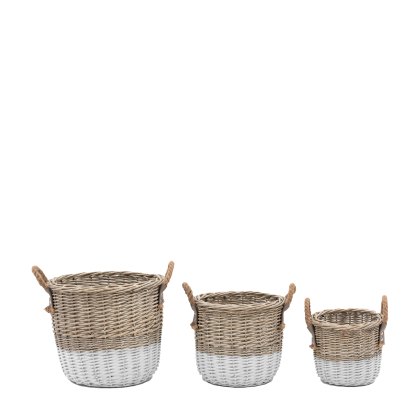 Accessories - Dual Tone Hand Woven Willow Storage Basket Nest (Set of 3) Accessories - Dual Tone Hand Woven Willow Storage Basket Nest (Set of 3)