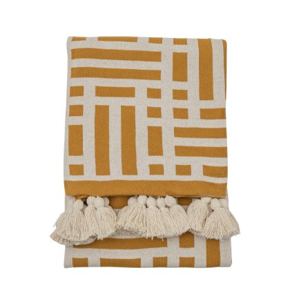 Throws - Merton Knitted Tassel (Ochre) Throws - Merton Knitted Tassel (Ochre)