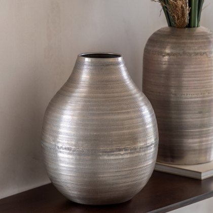 Accessories - Zahara Hammered Metal Vase Antique Silver Accessories - Zahara Hammered Metal Vase Antique Silver