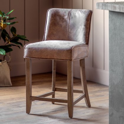 Tarnby - Bar Stool Brown Leather (pair of stools) Tarnby - Bar Stool Brown Leather (pair of stools)