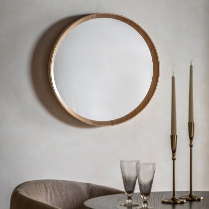 Mirrors - Cedar Round Mirror Oak Small Mirrors - Cedar Round Mirror Oak Small