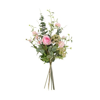 Faux Flowers - Pink Mixed Wrapped Bouquet Faux Flowers - Pink Mixed Wrapped Bouquet