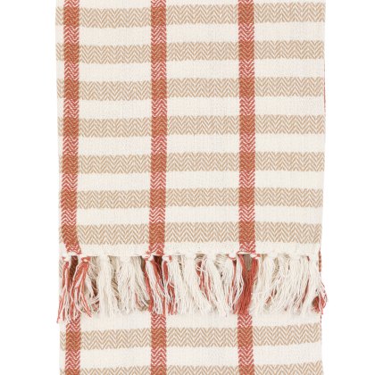 Throws - Arvo Grid Woven Throw Rust / Natural Throws - Arvo Grid Woven Throw Rust / Natural