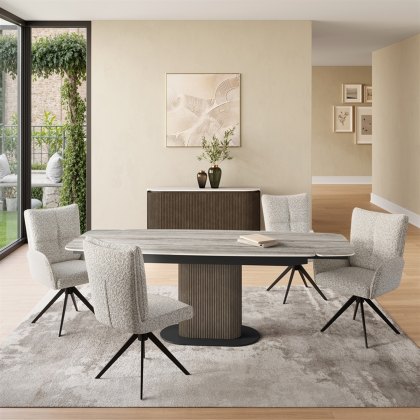 Modena - Travertine Ceramic Extending Dining Table (160-220cm) Modena - Travertine Ceramic Extending Dining Table (160-220cm)