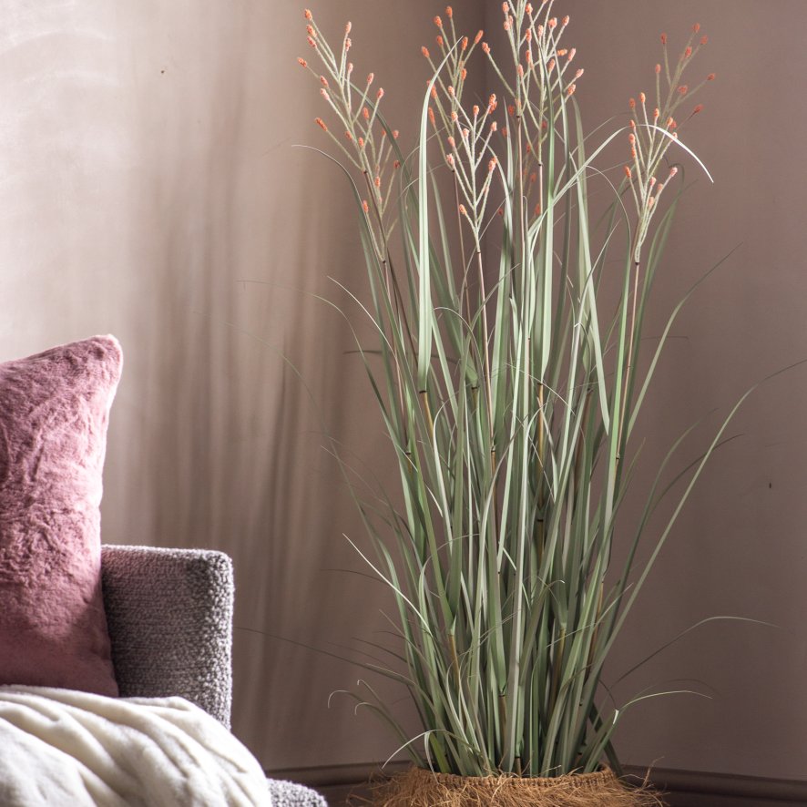 Faux Plants - Potted Grass w/9 Heads Green/Russet Faux Plants - Potted Grass w/9 Heads Green/Russet