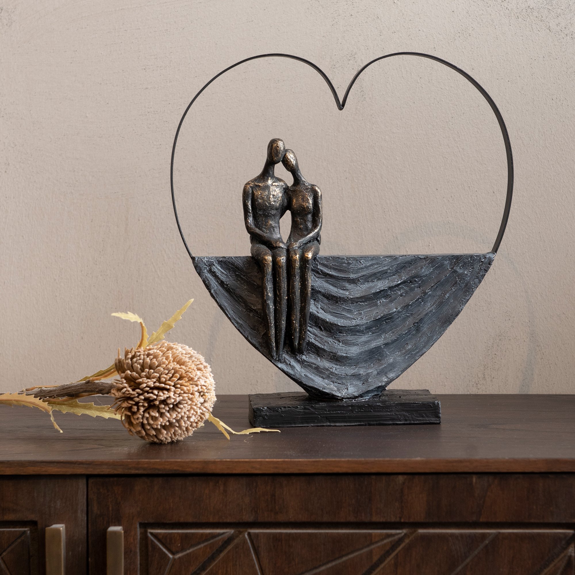 Calm Neutral Couple Inside Heart Sculpture • Roomes Furniture And Interiors