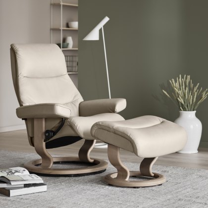 Stressless View - Recliner Chair and Footstool (Classic Base)