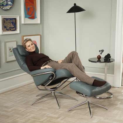 Stressless Berlin - High Back Recliner Chair with Footstool (Star Base)