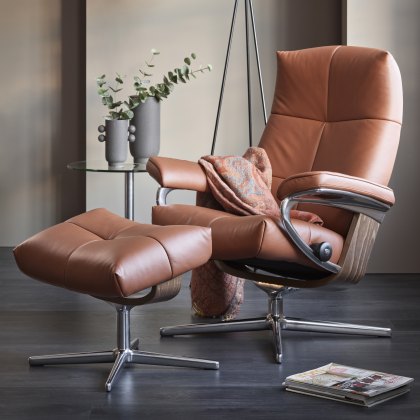 Stressless David - Recliner Chair with Footstool (Cross Base)