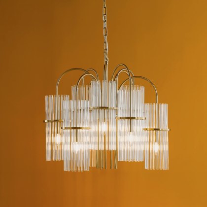 Dar - Eniola 9 Light Pendant Natural Brass and Glass Dar - Eniola 9 Light Pendant Natural Brass and Glass