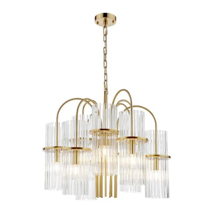 Dar - Eniola 9 Light Pendant Natural Brass and Glass Dar - Eniola 9 Light Pendant Natural Brass and Glass