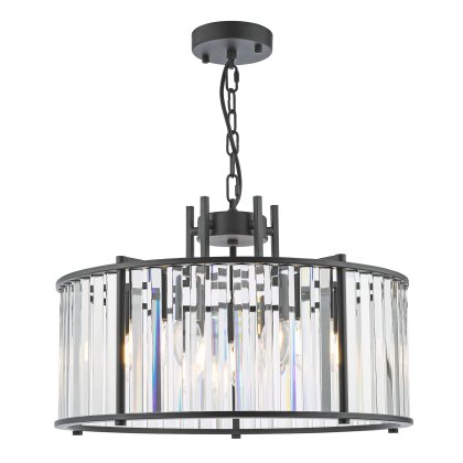 Dar - Kiran 5 Light Pendant Satin Black and Glass Dar - Kiran 5 Light Pendant Satin Black and Glass