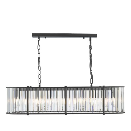 Dar - Kiran 7 Light Bar Pendant Satin Black and Glass Dar - Kiran 7 Light Bar Pendant Satin Black and Glass