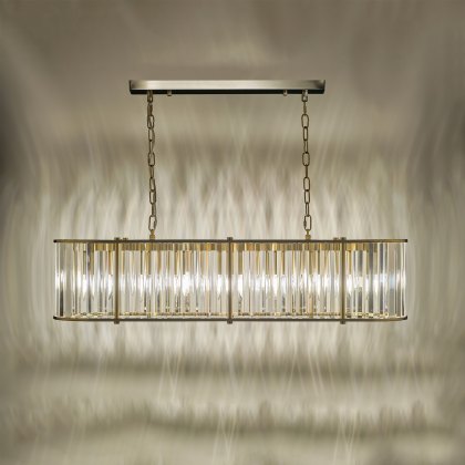 Dar - Kiran 7 Light Bar Pendant Natural Brass and Glass Dar - Kiran 7 Light Bar Pendant Natural Brass and Glass