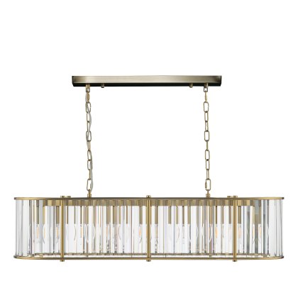 Dar - Kiran 7 Light Bar Pendant Natural Brass and Glass Dar - Kiran 7 Light Bar Pendant Natural Brass and Glass