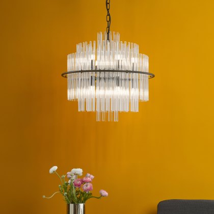 Dar - Lukas 13 Light Pendant (Satin Black)