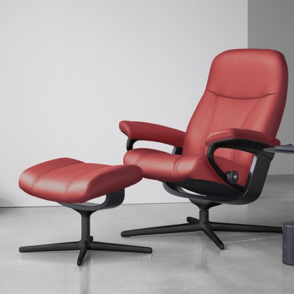Stressless Consul - Recliner Chair and Footstool (Cross Base)