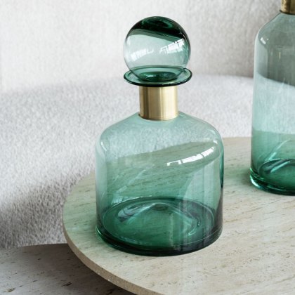 Jorum - Wide Glass Bottle with Lid (Brass Detail)