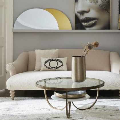 Nolita - Coffee Table with White Marble And Antique Gold Iron