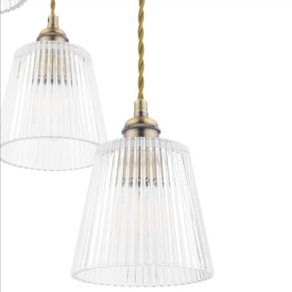 Laura Ashley - Callaghan 3 Light Pendant (Antique Brass and Glass)