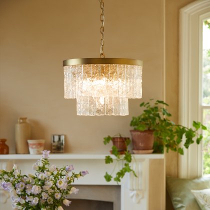 Laura Ashley - Durnsford 4 Light Pendant (Matt Antique Brass and Glass)