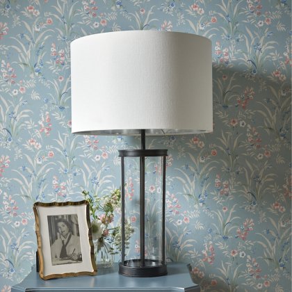 Laura Ashley - Harrington Large Table Lamp (Matt Black and Glass With Shade)