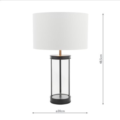 Laura Ashley - Harrington Small Table Lamp (Matt Black and Glass With Shade)