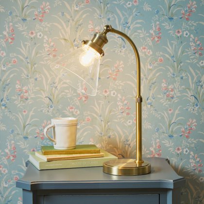 Laura Ashley - Isaac Desk Lamp Antique Brass and Glass