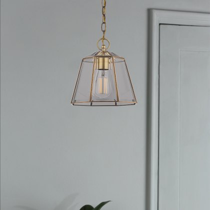 Laura Ashley - Isaac Easy Fit Pendant Antique Brass and Glass