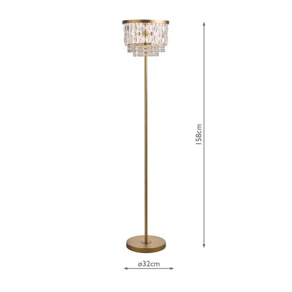 Laura Ashley - Rhosill 3 Light Floor Lamp (Matt Antique Brass and Crystal)