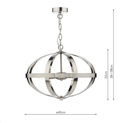 Dar - Symbol 3 Light Pendant (Satin Chrome)