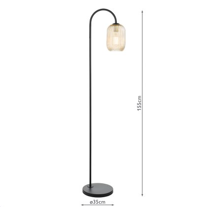 Dar - Idra Floor Lamp Matt Black with Champagne Glass