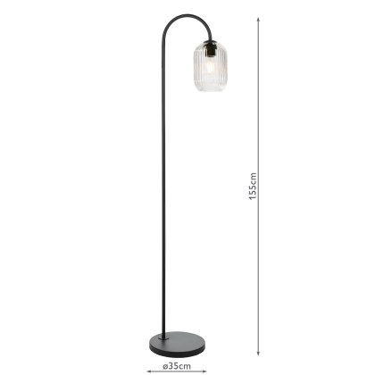 Dar - Idra Floor Lamp Matt Black with Clear Glass