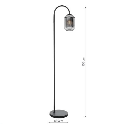 Dar - Idra Floor Lamp Matt Black with Smoked Glass