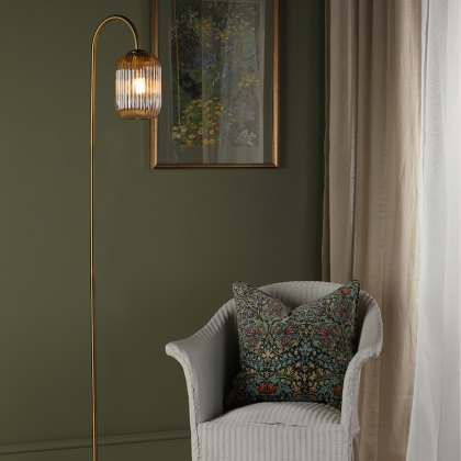 Dar - Idra Floor Lamp Aged Bronze with Champagne Glass