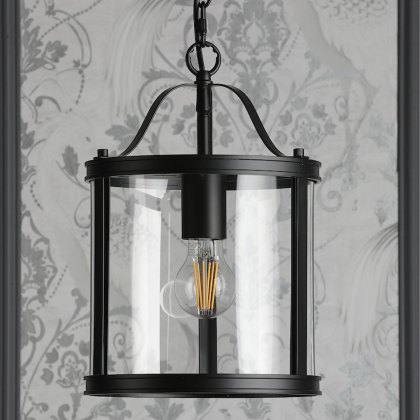 Laura Ashley - Harrington Single Pendant (Matt Black and Glass)