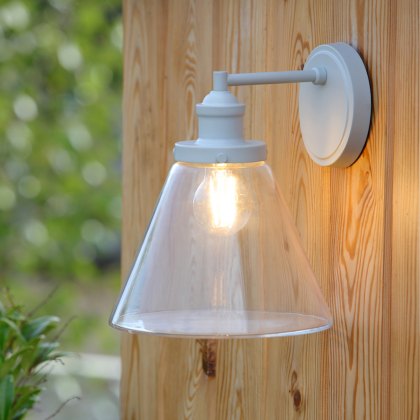 Laura Ashley - Isaac Outdoor Wall Light Pale Slate Grey Glass IP44